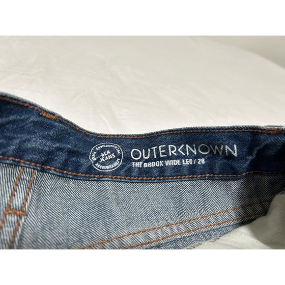 Outerknown Sea Jeans The Brook Wide Leg High Rise Blue Denim Womens Size 28 New - Picture 6 of 10